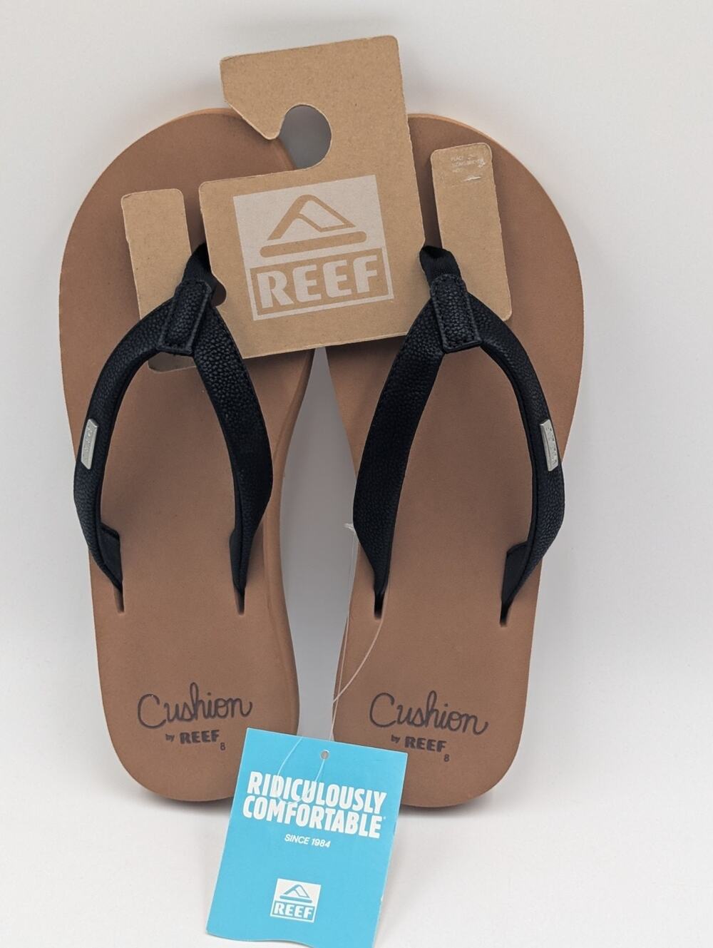Reef Baja Sands Women's Size 8 Flip Flops Sandals Black/Tan CJ9084 NWT